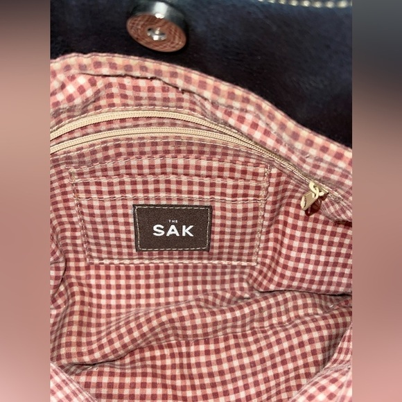 The Sak Pebble Leather Top Handle Contrast Stitch Pink Gingham Lining Handbag - Picture 8 of 8